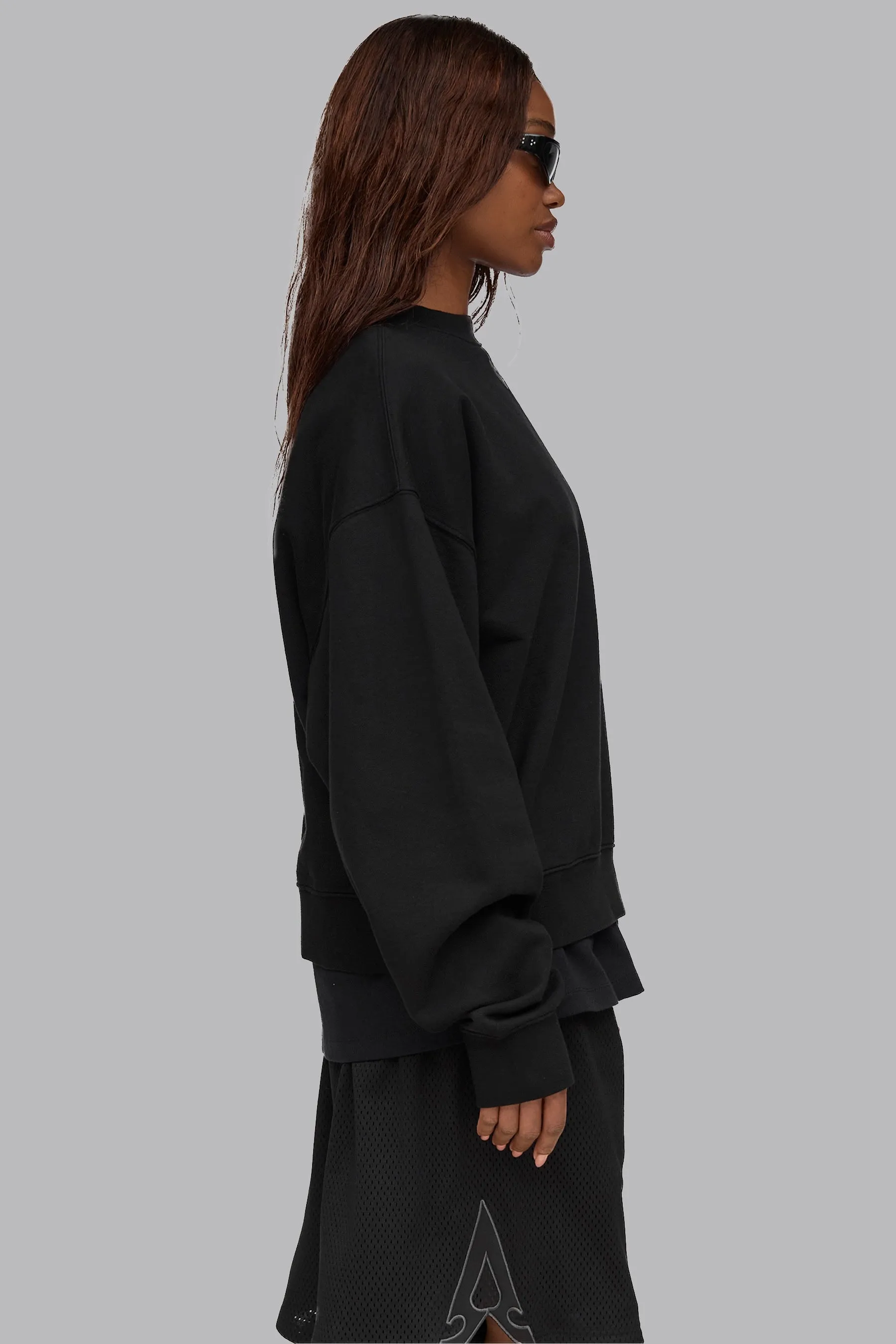 V_LYFE420 BOXY SWEATER - Black