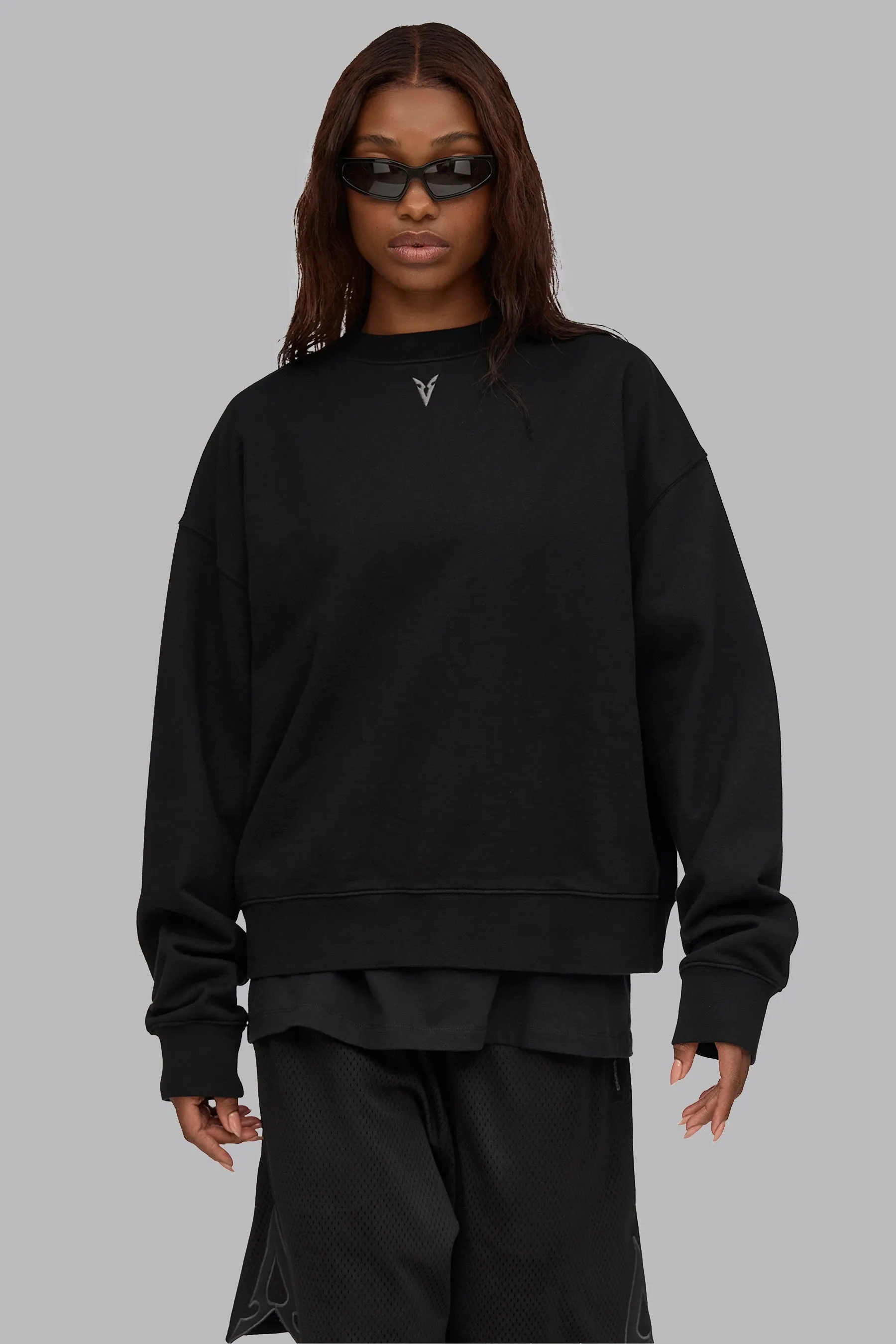 V_LYFE420 BOXY SWEATER - Black