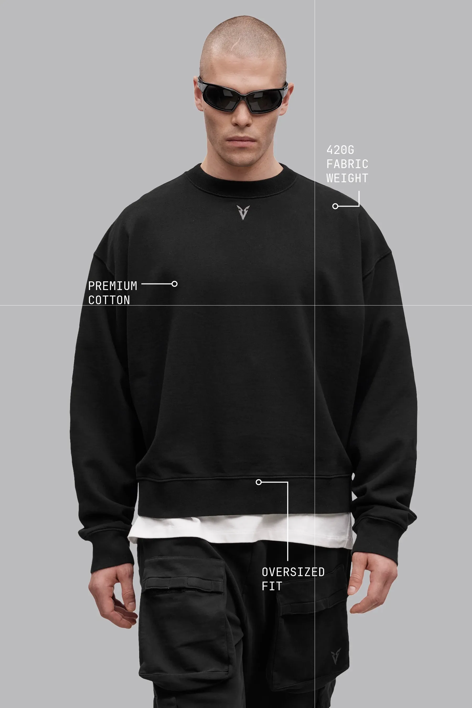 V_LYFE420 BOXY SWEATER - Black