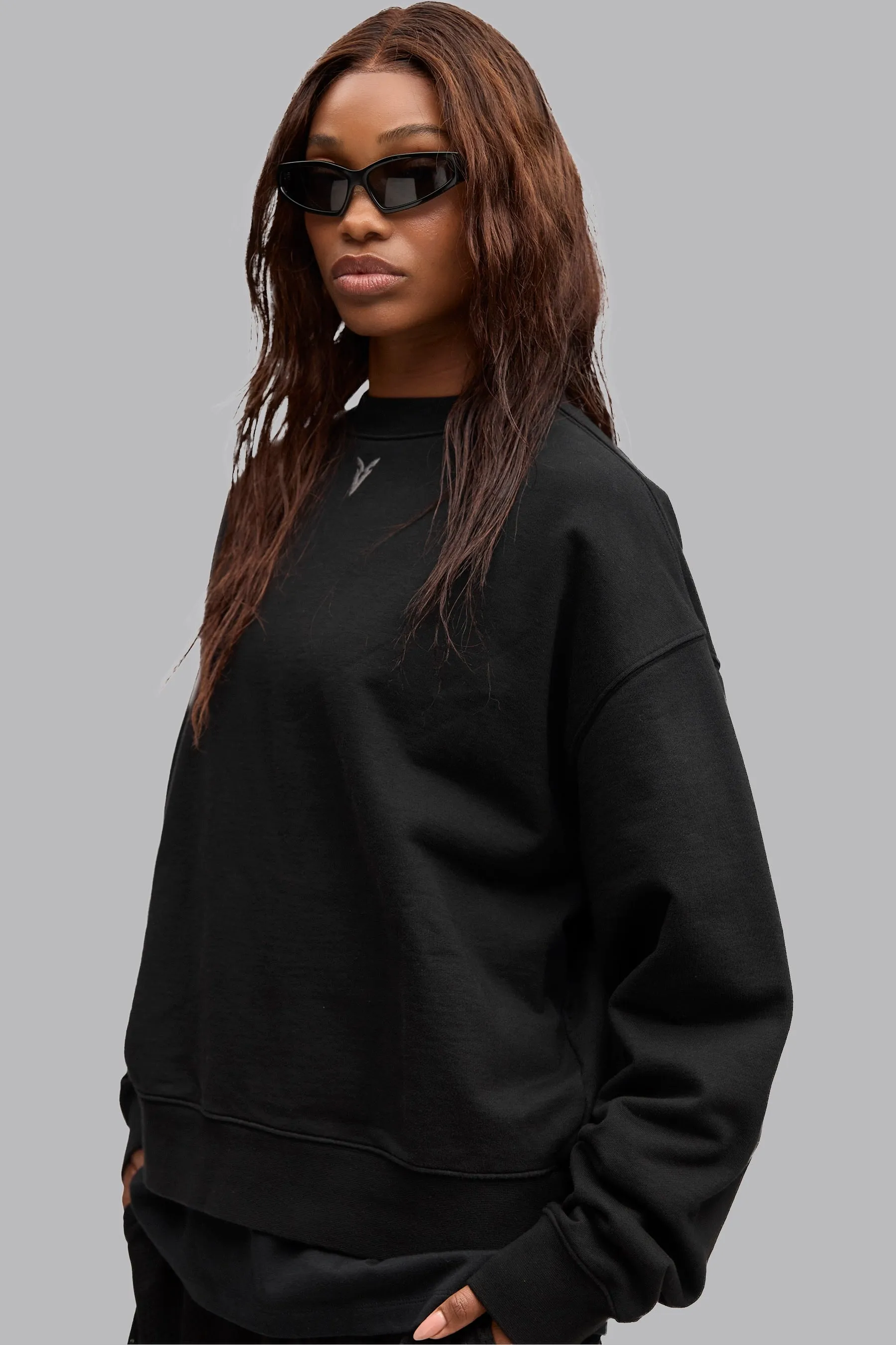 V_LYFE420 BOXY SWEATER - Black