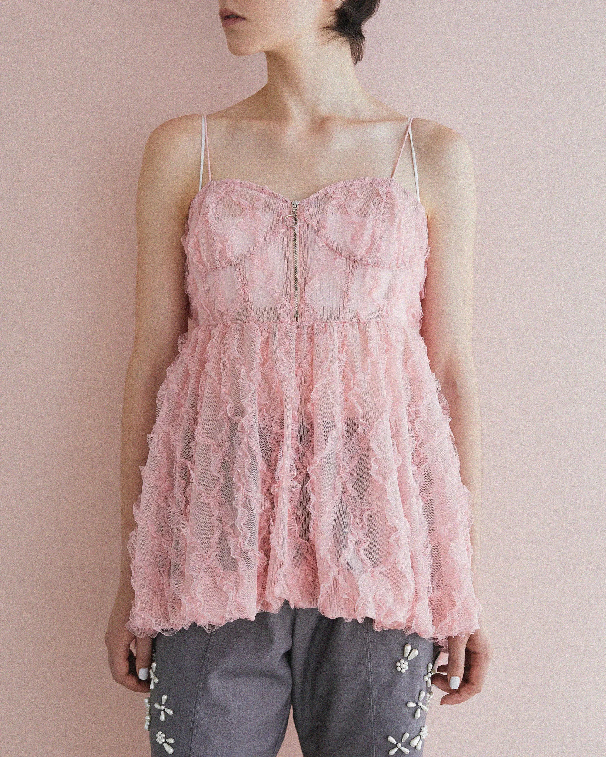 Wave tulle cami tunic