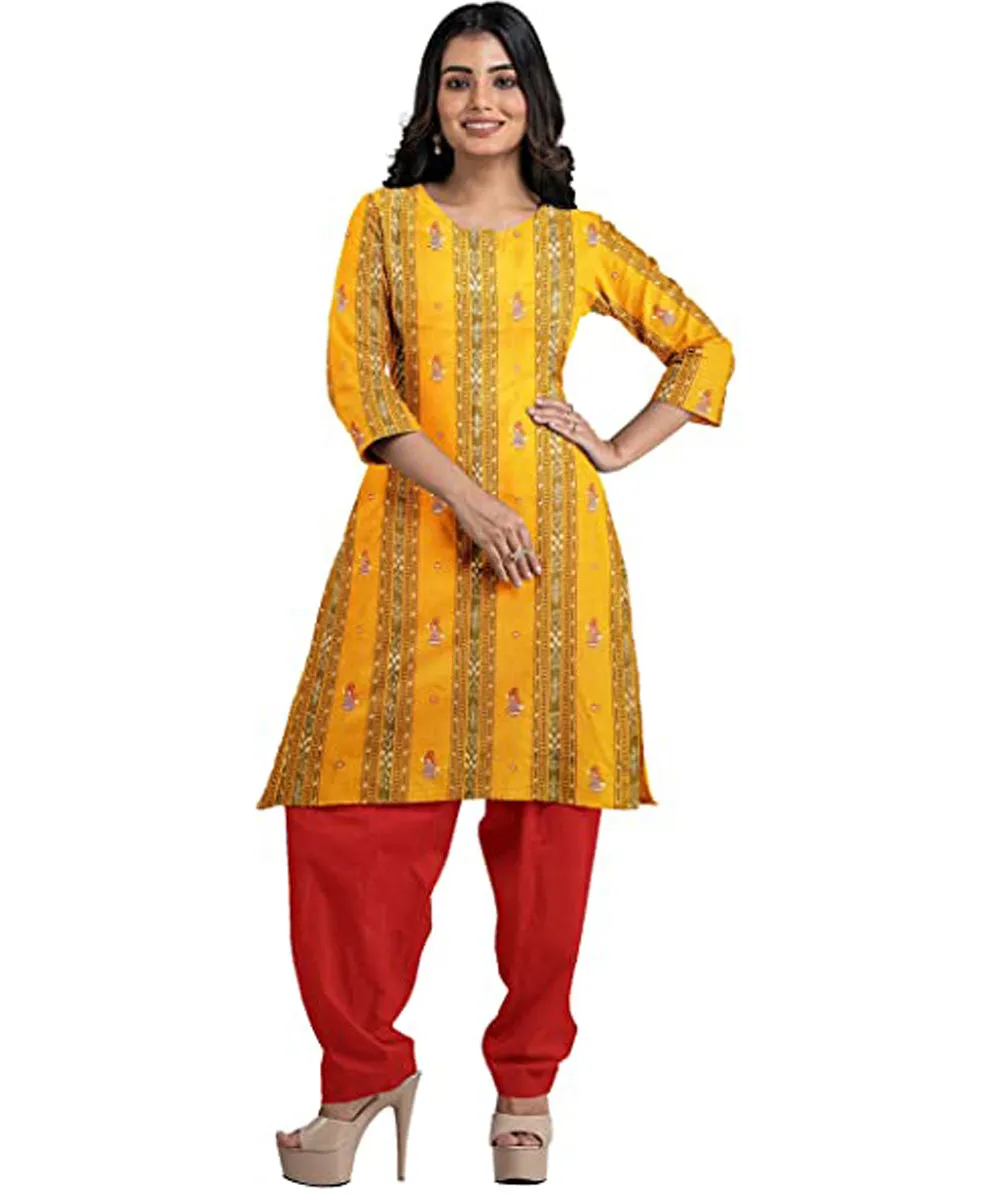 Yellow red handwoven cotton nuapatna dress material