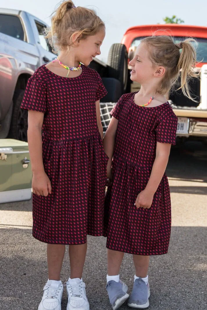 Youth Girls Dress - Georgia Black & Red